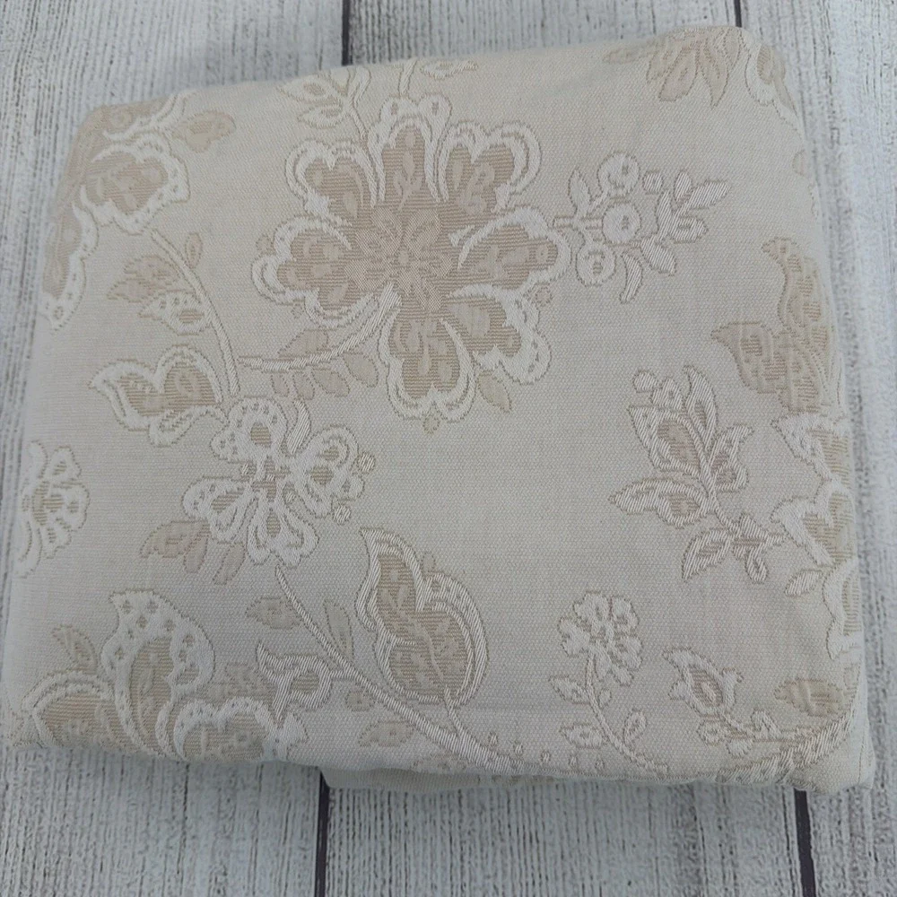 Pereira Da Cunha Shower Curtain Beige Floral Matelasse Portugal 100% Cotton